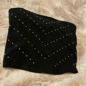 strapless rhinestone crop top